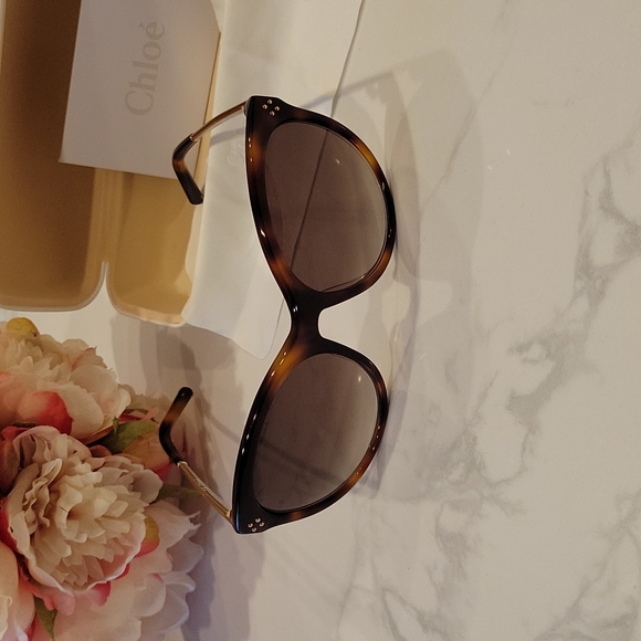 CHLOE Tortoise with Gold Accent Sunglasses main image 8